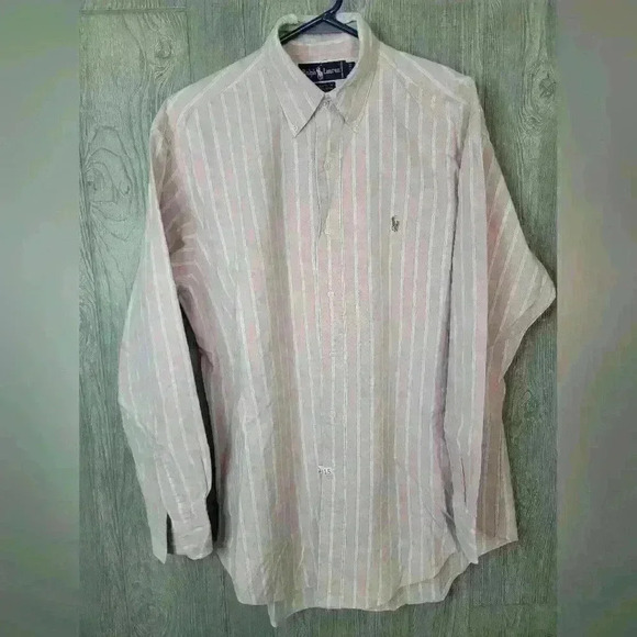 Ralph Lauren Other - Ralph Lauren long sleeve button-down collard dress shirt. Pink, blue and yellow